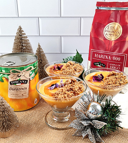 Postre navideño de durazno
